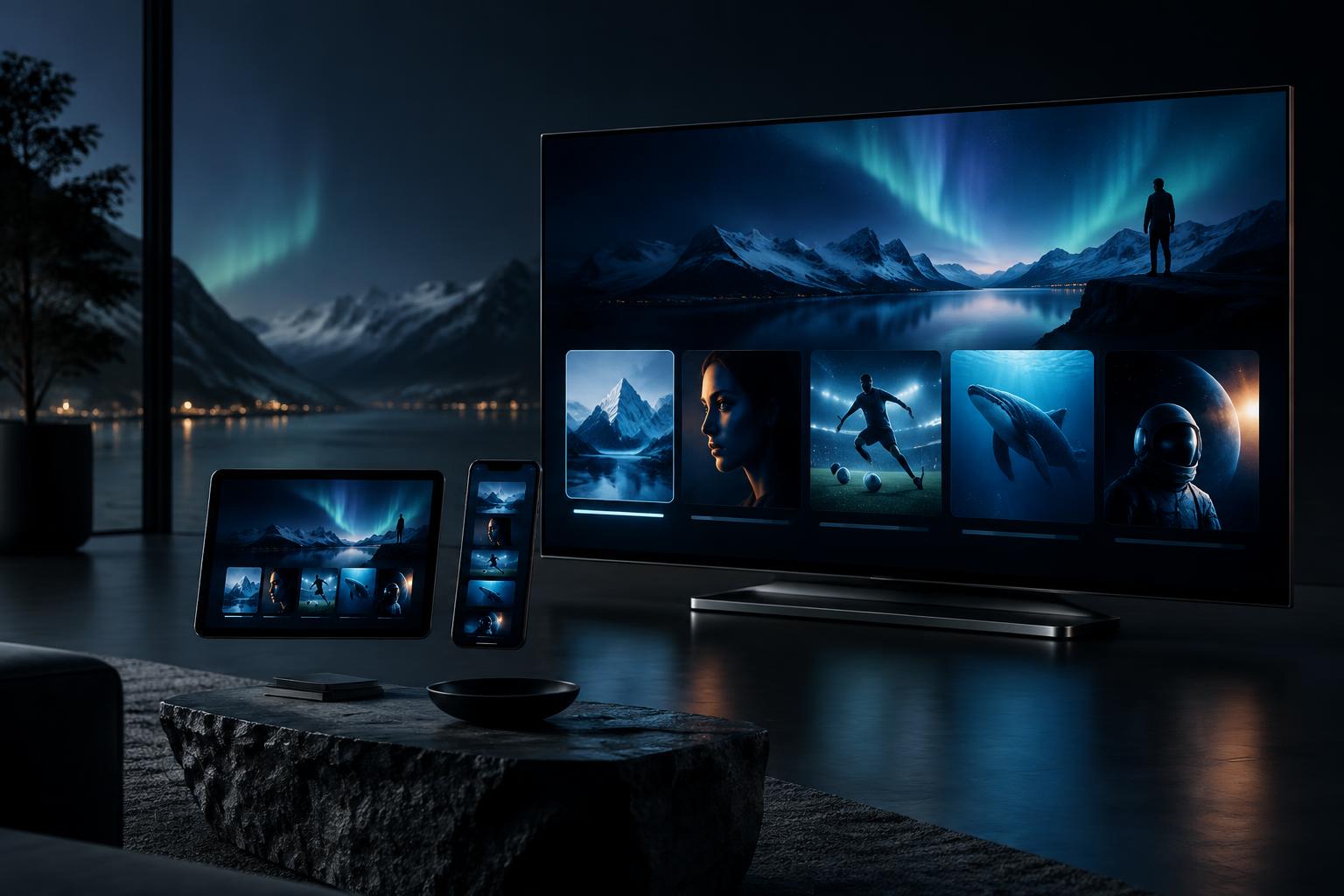Smart TV, surfplatta och mobil med IPTV-gränssnitt